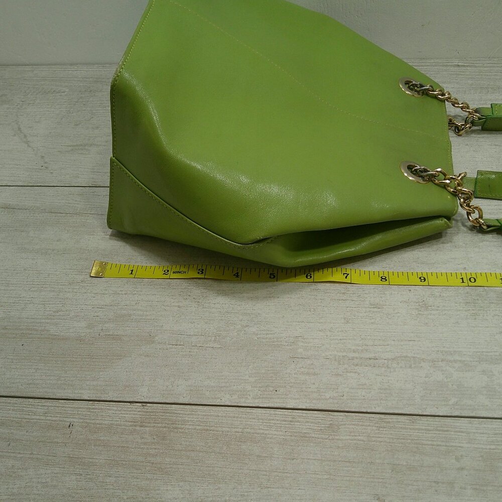 Vintage Nordstrom Made in Italy Green Leather hexagonal Bag Purse Pocketbook - Picture 10 of 14